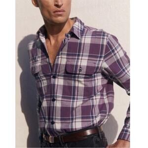 AYR The Captain Shirt Madras Purple Rain Button up Front Pockets Plaid size XS